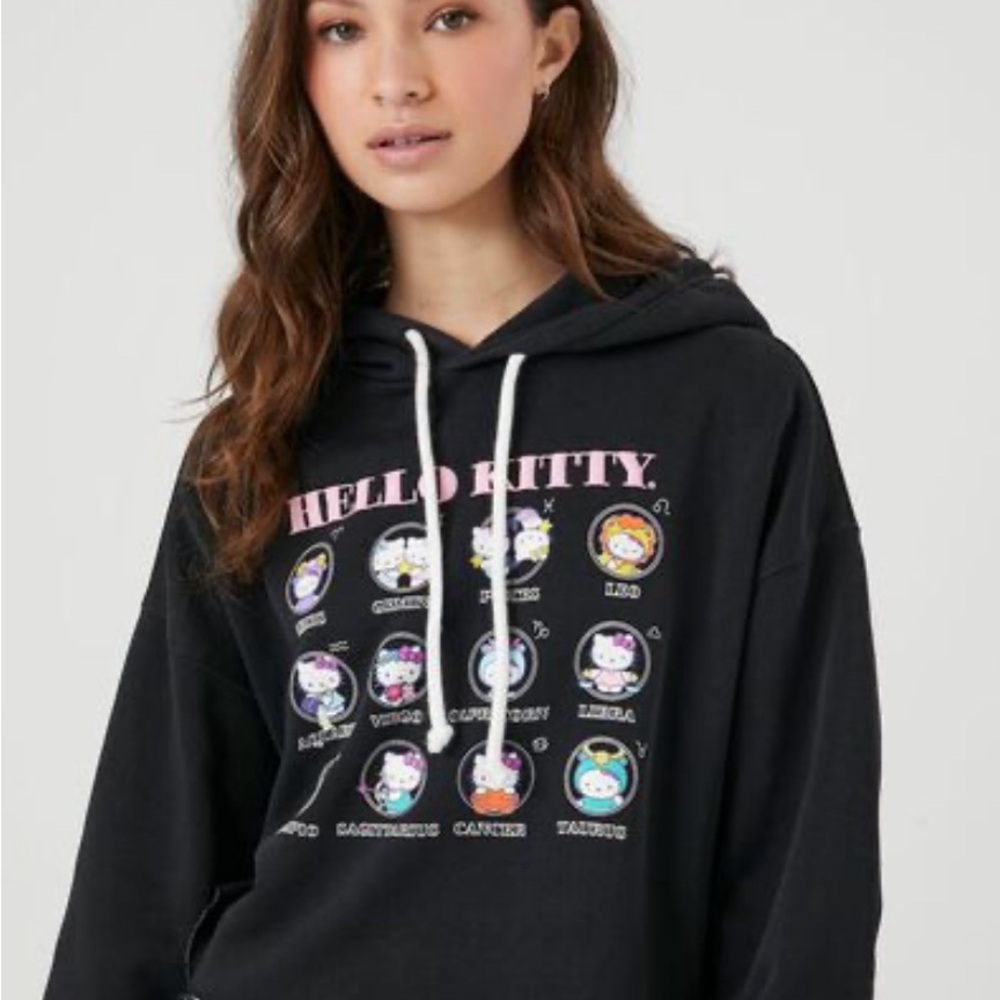 Hello Kitty Astrology Graphic Crop Hoodie